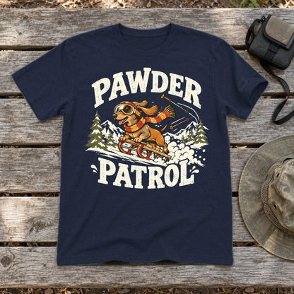 Pawder Patrol Dachshund Ski Graphic Tee on Navy Everyday Soft Tee