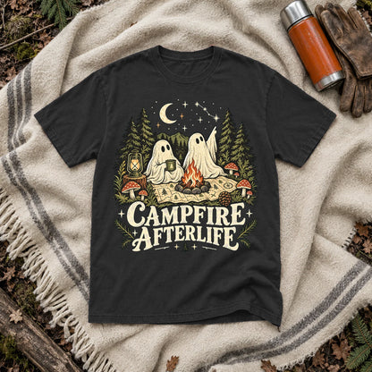 Campfire Afterlife Ghost Graphic Tee on Black Premium Tee