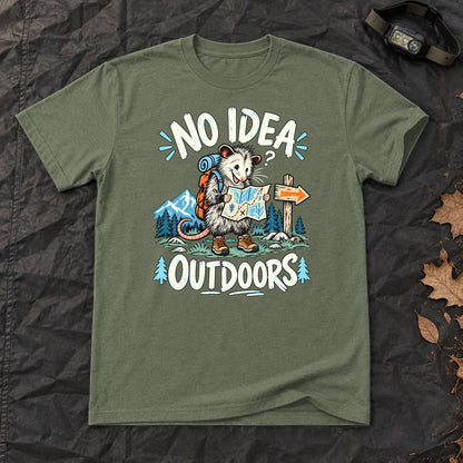 No Idea Outdoors Opossum Graphic Tee on Military Green Everyday Soft Tee