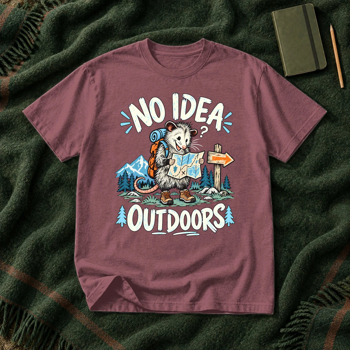 No Idea Outdoors Opossum Graphic Tee on Brick Premium Tee