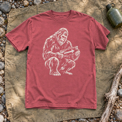 Sasquatch Trail Guide Graphic Tee on Heather Red Everyday Soft Tee