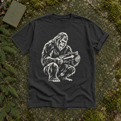 Sasquatch Trail Guide Graphic Tee on Black Premium Tee