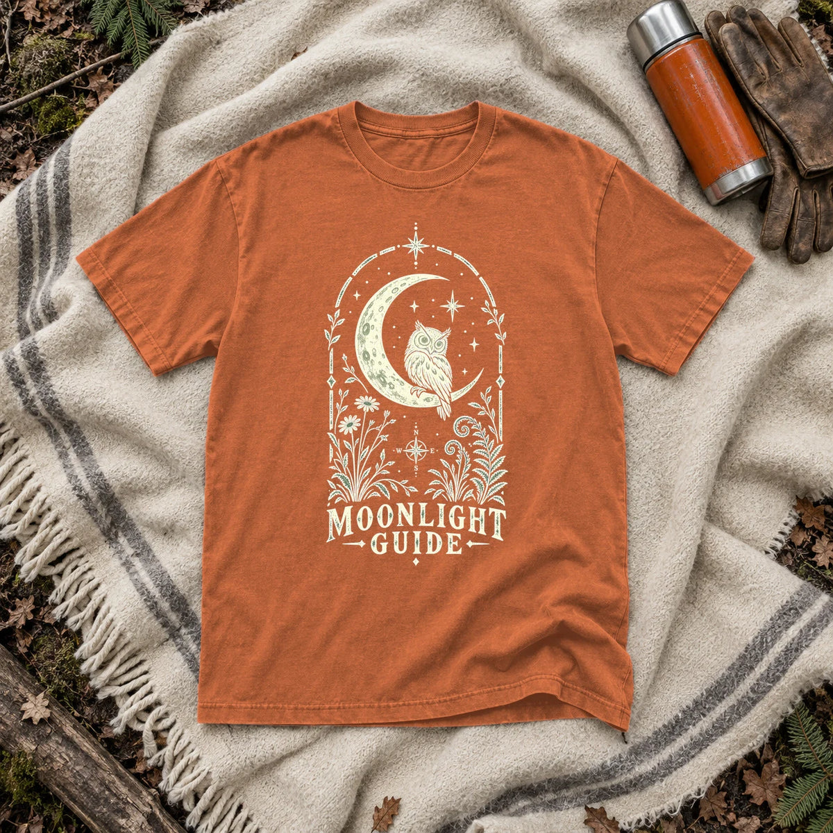 Moonlight Guide Celestial Owl Graphic Tee on Yam Premium Tee