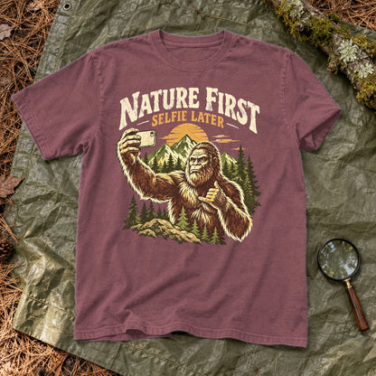 Nature First Bigfoot Graphic Tee on Brick Premium Tee