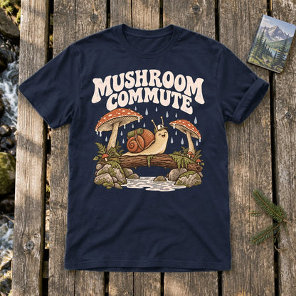 Mushroom Commute Graphic Tee on Navy Everyday Soft Tee