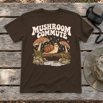 Mushroom Commute Graphic Tee on Dark Chocolate Everyday Soft Tee