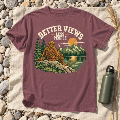 Better Views Less People Bigfoot Graphic Tee on Brick Premium Tee