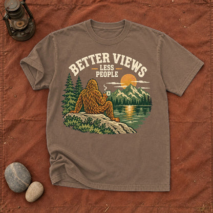 Better Views Less People Bigfoot Graphic Tee on Espresso Premium Tee