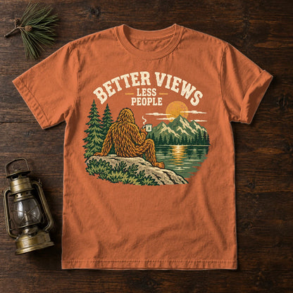 Better Views Less People Bigfoot Graphic Tee on Yam Premium Tee