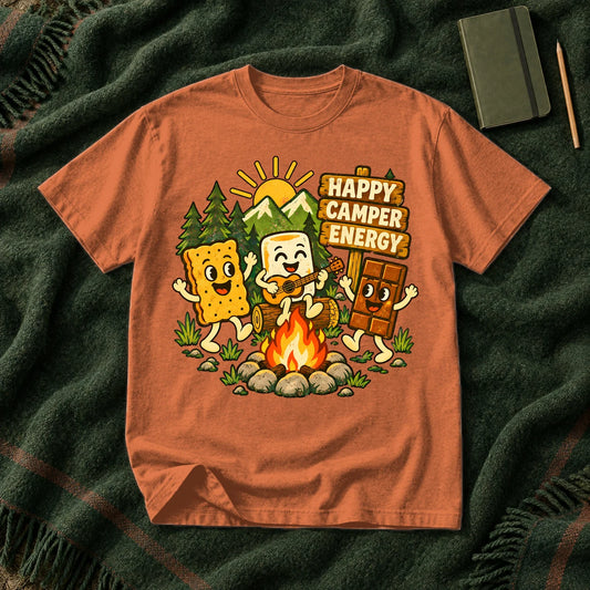 Happy Camper Energy Vintage Graphic Tee on Yam Premium Tee