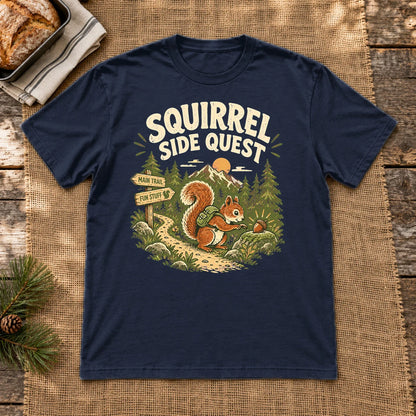 Squirrel Side Quest Graphic Tee on Navy Everyday Soft Tee