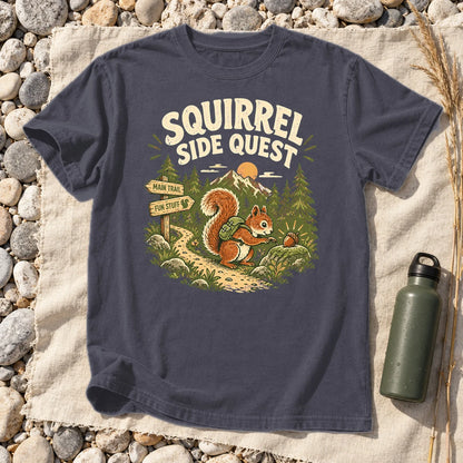 Squirrel Side Quest Graphic Tee on Navy Premium Tee