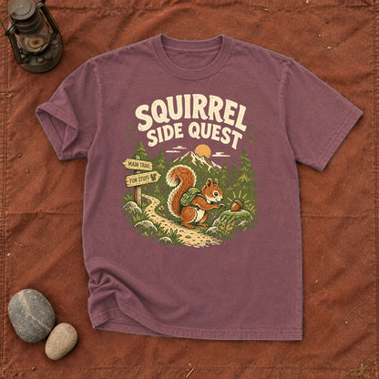 Squirrel Side Quest Graphic Tee on Brick Premium Tee